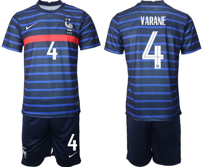 Men 2020-2021 European Cup France home blue 4 Soccer Jersey