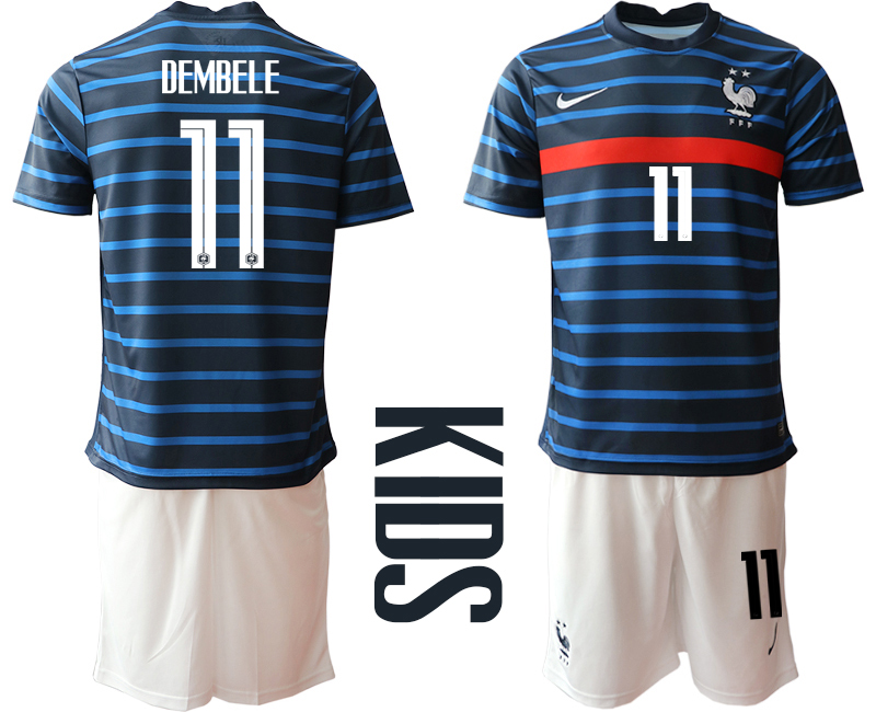 2021 France home Youth 11 soccer jerseys