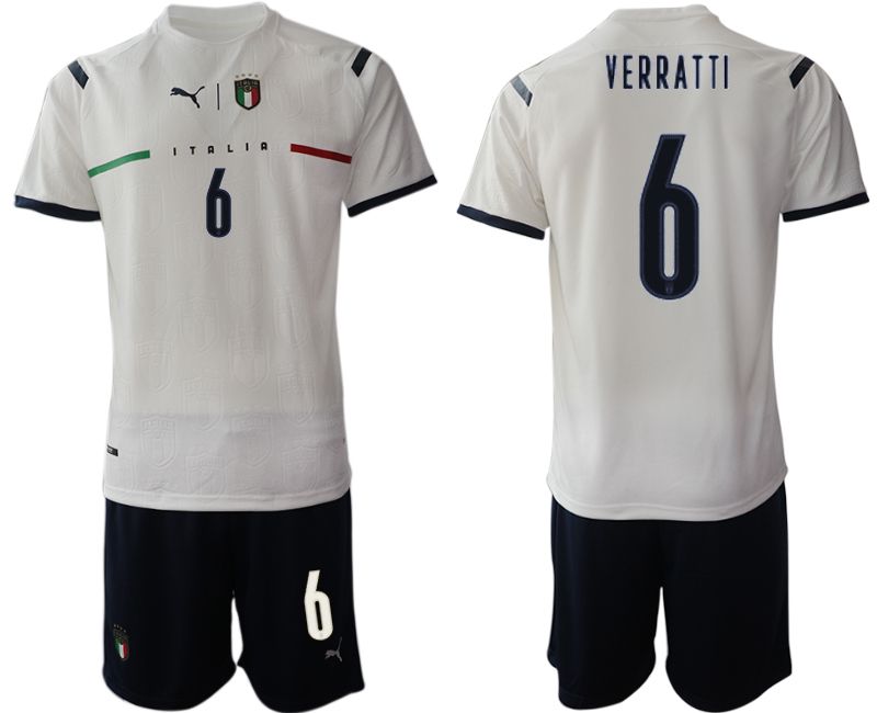 Men 2020-2021 European Cup Italy away white 6 Soccer Jersey