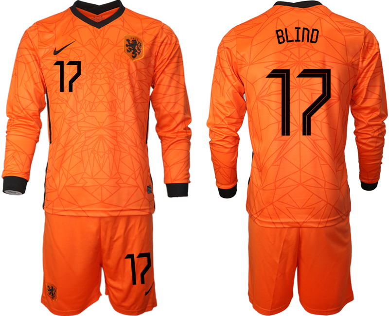 Men 2021 European Cup Netherlands home long sleeve 17 soccer jerseys