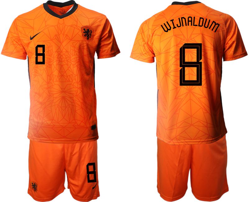 Men 2020-2021 European Cup Netherlands home orange 8 Nike Soccer Jersey