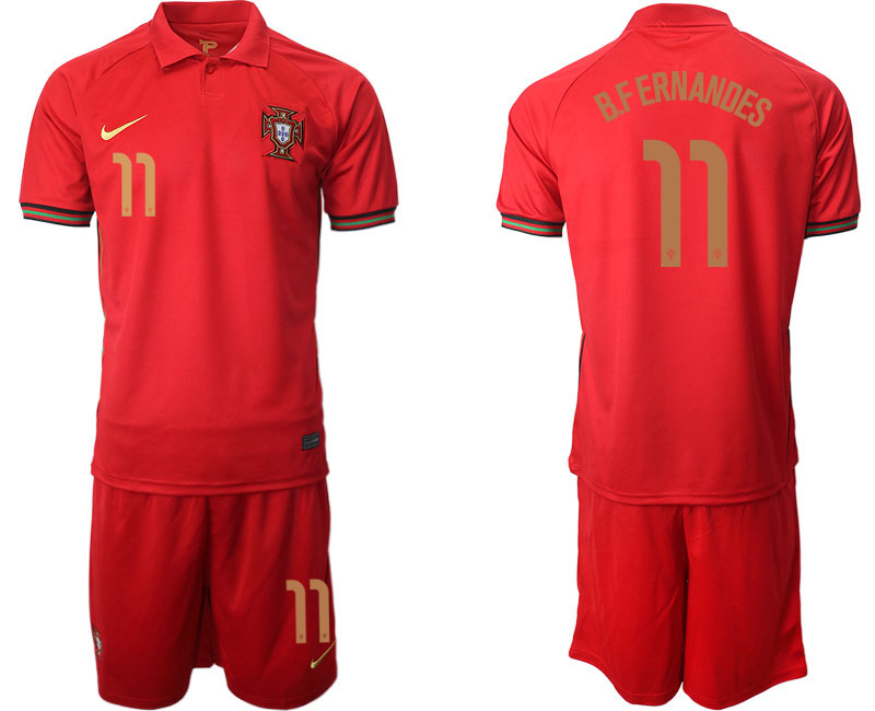 Men 2021 European Cup Portugal home red 11 Soccer Jersey