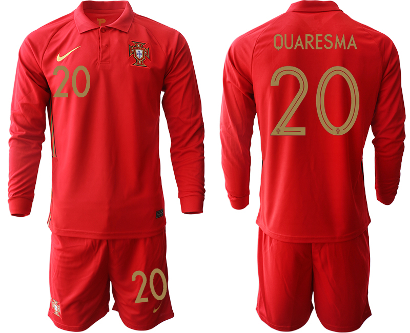 Men 2021 European Cup Portugal home red Long sleeve 20 Soccer Jersey1