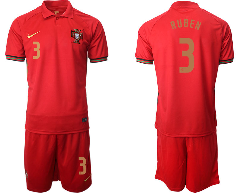 Men 2021 European Cup Portugal home red 3 Soccer Jersey