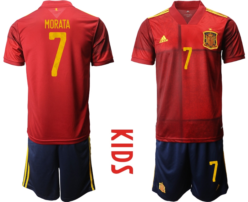 Youth 2021 European Cup Spain home red 7 Soccer Jersey