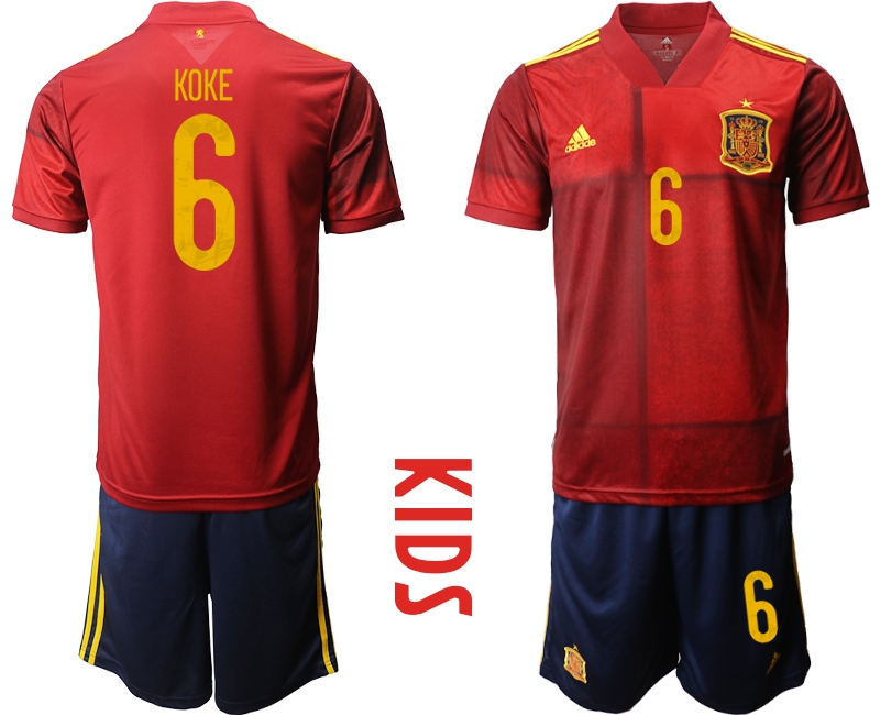 Youth 2021 European Cup Spain home red 6 Soccer Jersey