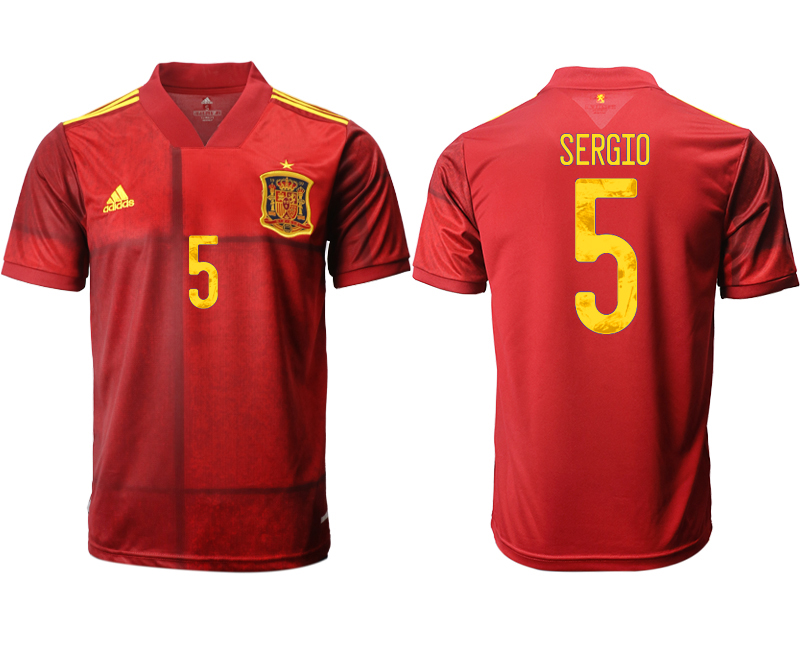 Men 2021 Europe Spain home AAA version 5 soccer jerseys