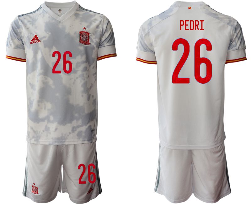 Men 2020-2021 European Cup Spain away white 26 Adidas Soccer Jersey