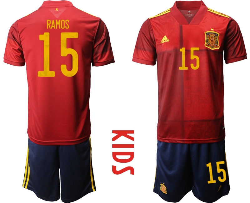 Youth 2021 European Cup Spain home red 15 Soccer Jersey