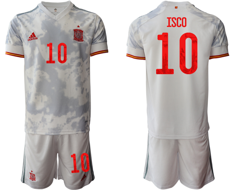 Men 2021 European Cup Spain away white 10 Soccer Jersey1