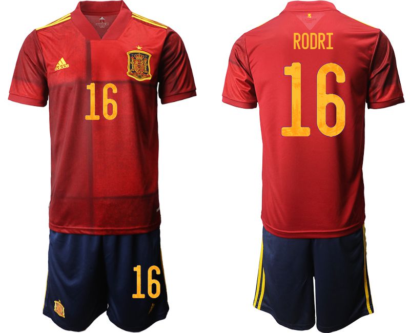 Men 2020-2021 European Cup Spain home red 16 Adidas Soccer Jersey