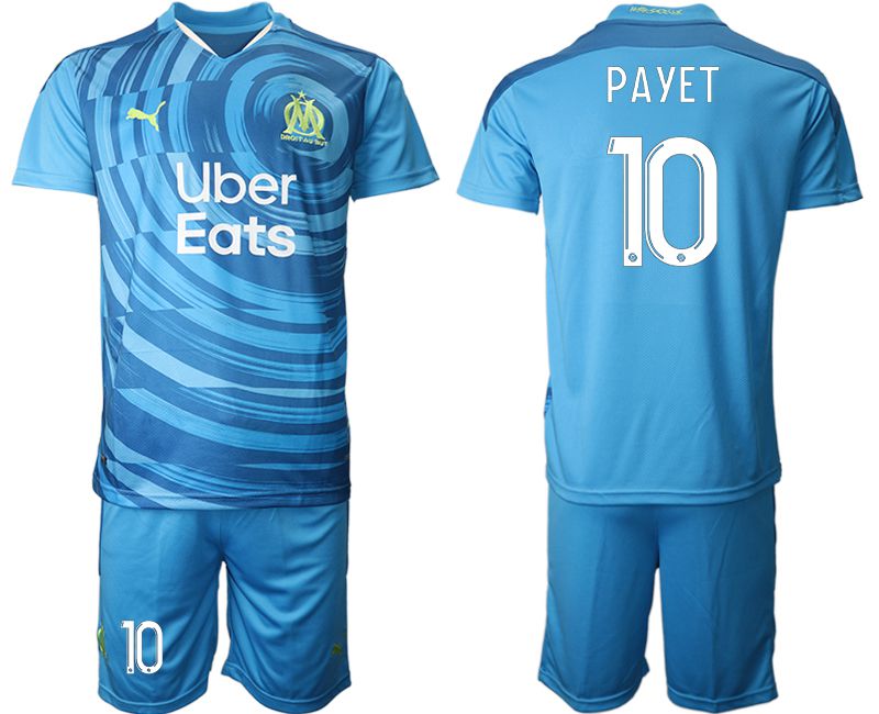 Men 2020-2021 club Olympique de Marseille away 10 blue Soccer Jerseys