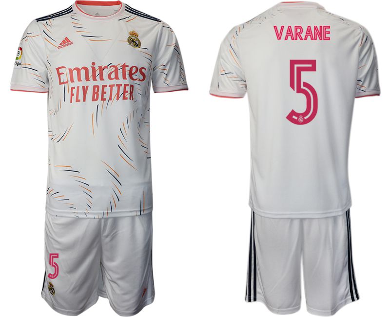 Men 2021-2022 Club Real Madrid home white 5 Adidas Soccer Jersey