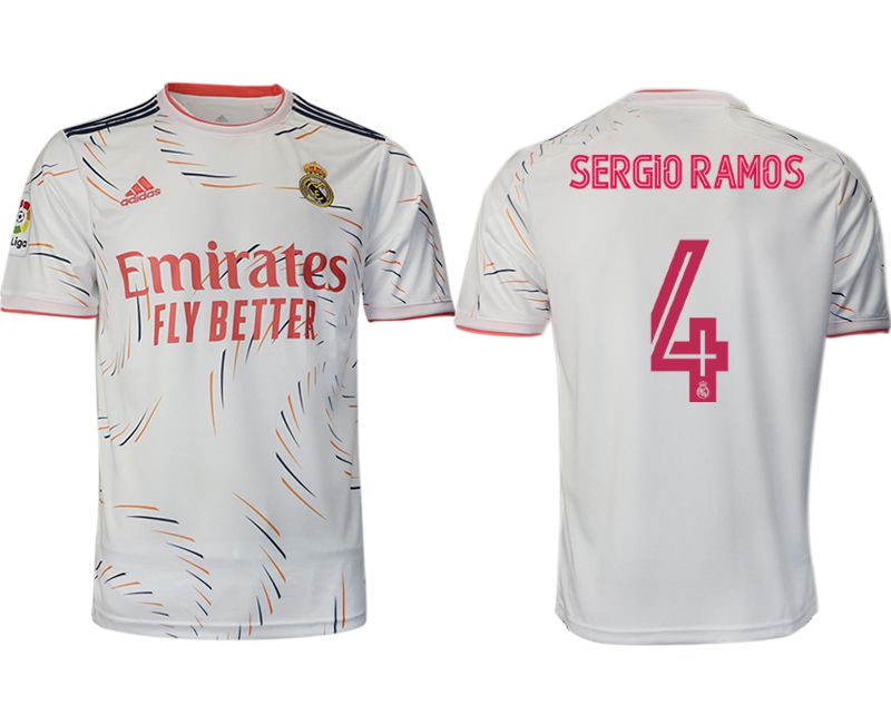 Men 2021-2022 Club Real Madrid home aaa version white 4 Adidas Soccer Jersey