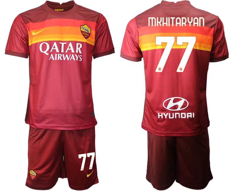 Men 2020-2021 club AS Roma home 77 red Soccer Jerseys