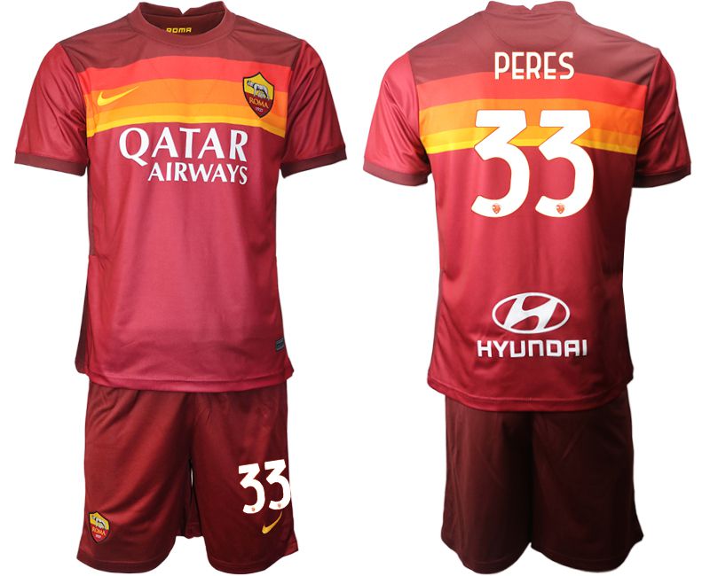 Men 2020-2021 club AS Roma home 33 red Soccer Jerseys