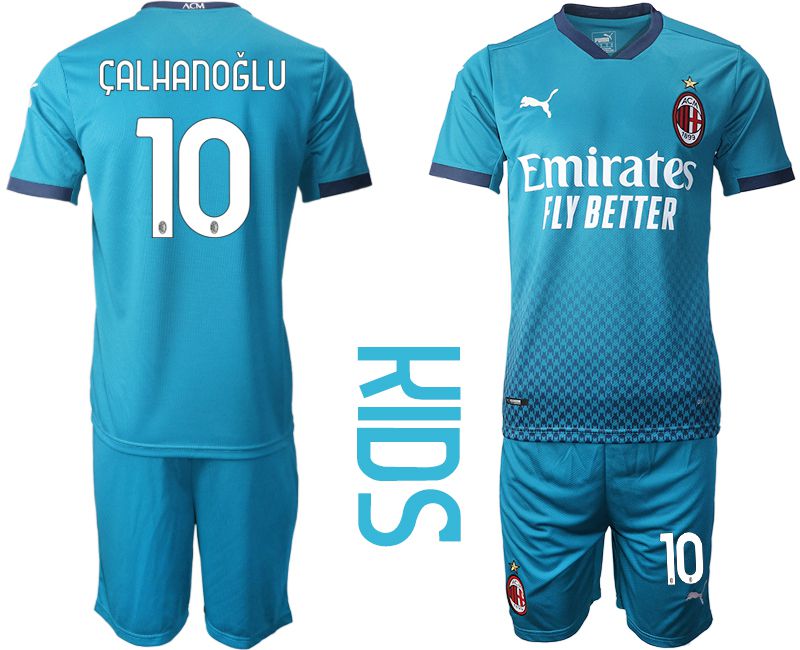 Youth 2020-2021 club AC milan away 10 blue Soccer Jerseys