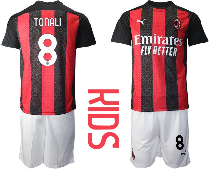 Youth 2020-2021 club AC milan home 8 red Soccer Jerseys