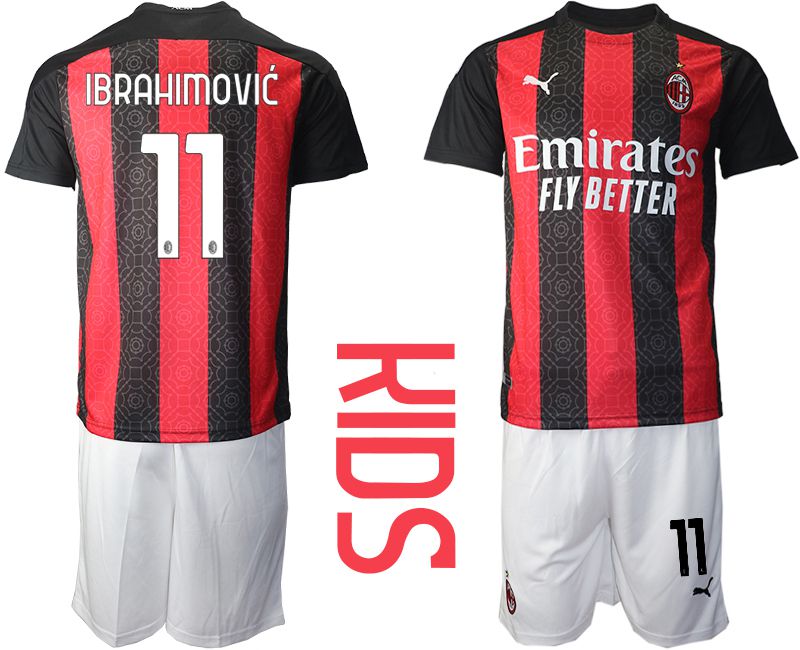 Youth 2020-2021 club AC milan home 11 red Soccer Jerseys