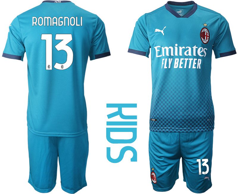 Youth 2020-2021 club AC milan away 13 blue Soccer Jerseys