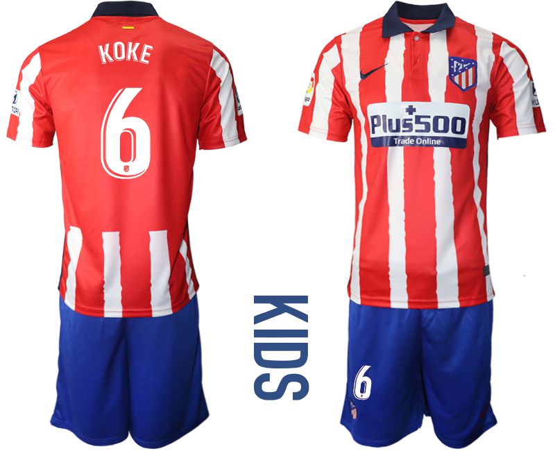 Youth 2020-2021 club Atletico Madrid home 6 red Soccer Jerseys