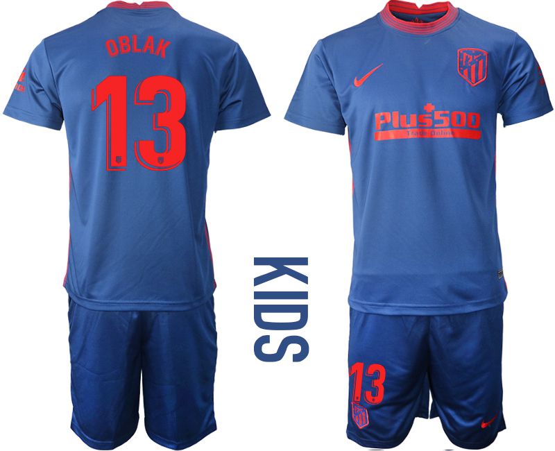 Youth 2020-2021 club Atletico Madrid away 13 blue Soccer Jerseys