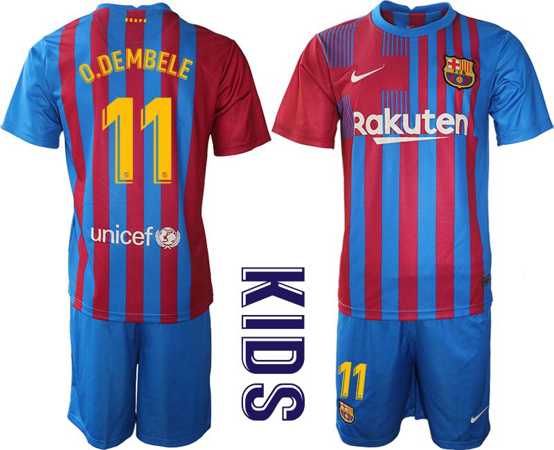 Youth 2021-2022 Club Barcelona home blue 11 Nike Soccer Jersey