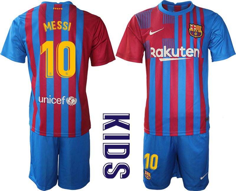 Youth 2021-2022 Club Barcelona home blue 10 Nike Soccer Jerseys