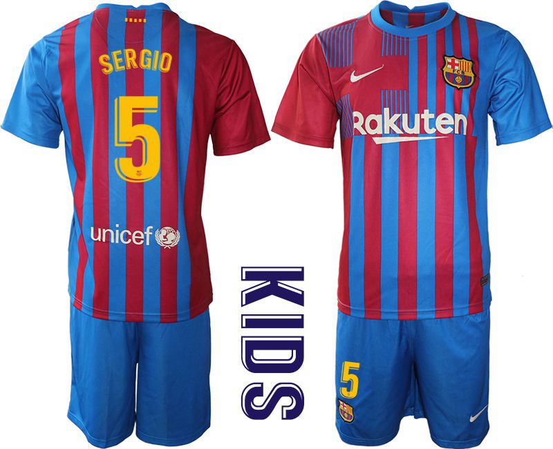 Youth 2021-2022 Club Barcelona home blue 5 Nike Soccer Jersey