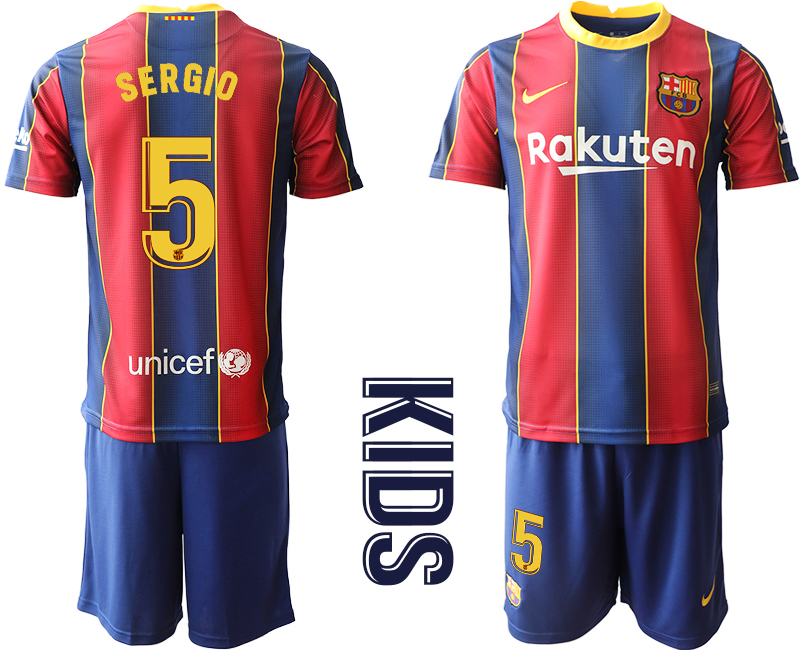 Youth 2020-2021 club Barcelona home 5 red Soccer Jerseys