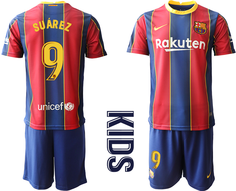 Youth 2020-2021 club Barcelona home 9 red Soccer Jerseys