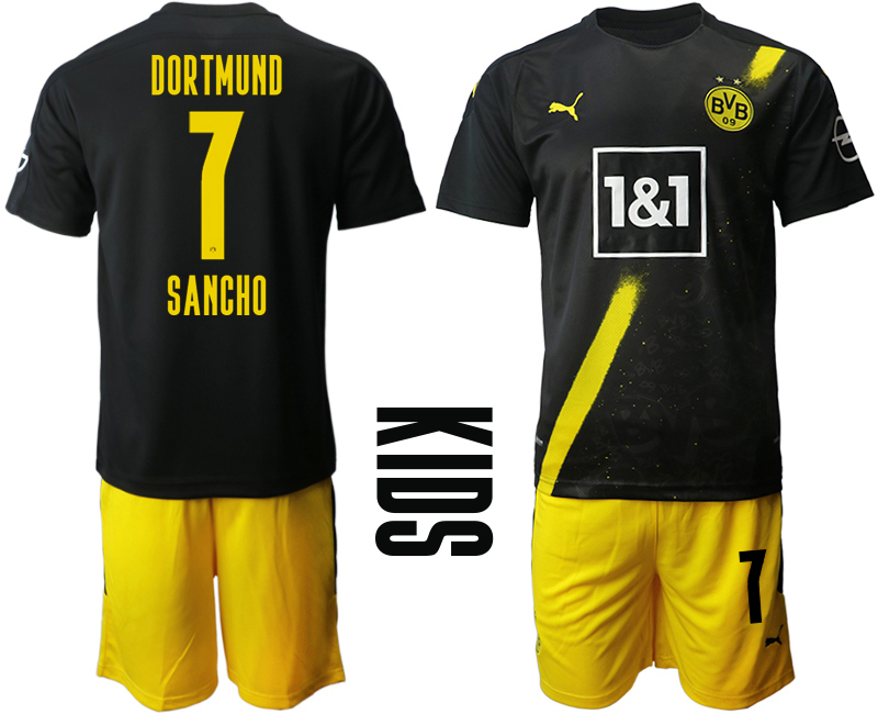 Youth 2020-2021 club Borussia Dortmund away 7 black Soccer Jerseys