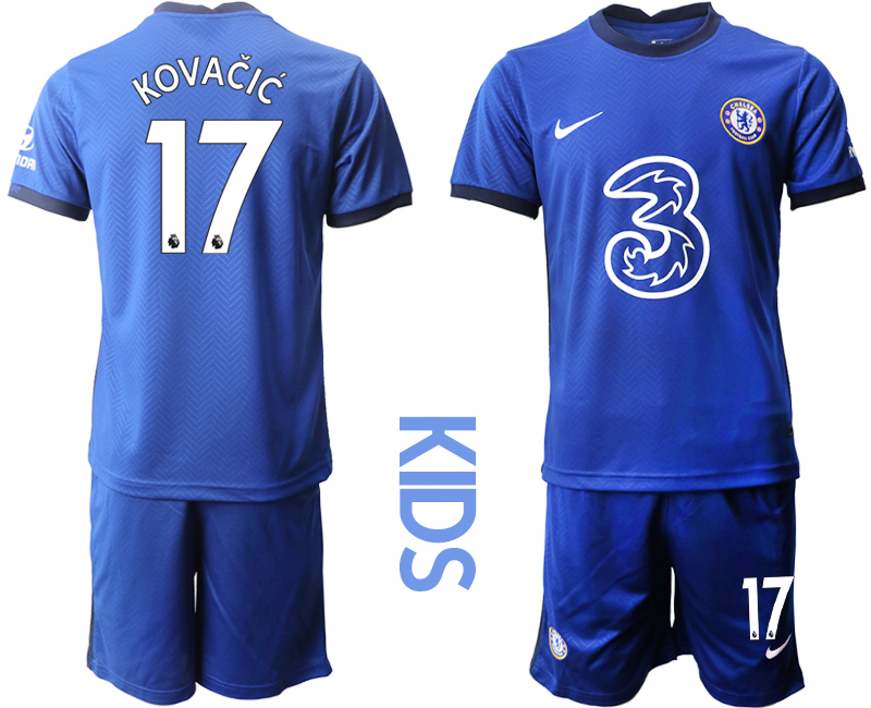 Youth 2020-2021 club Chelsea home 17 blue Soccer Jerseys