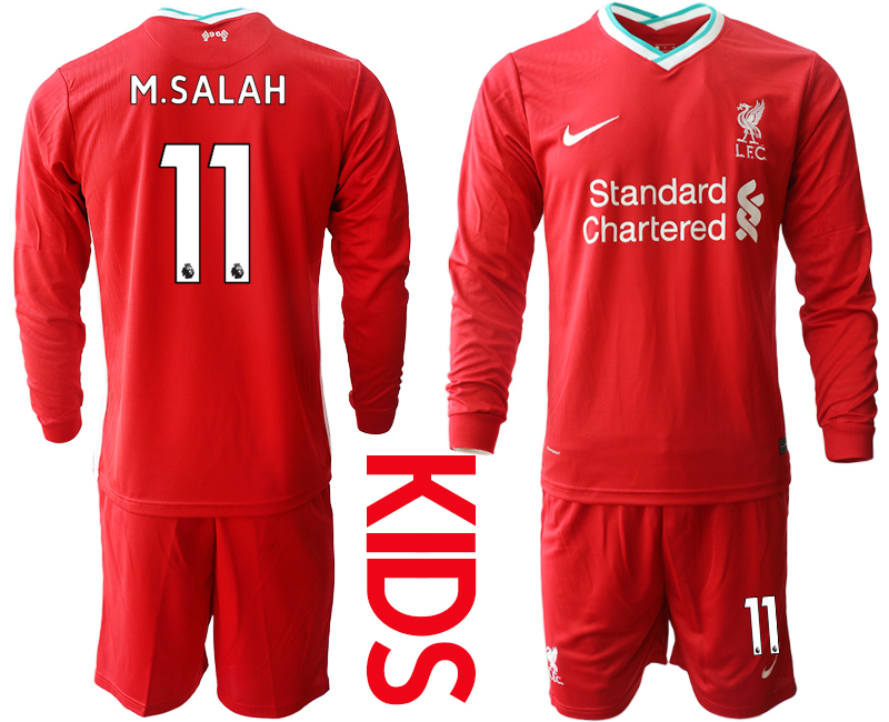 2021 Liverpool home long sleeves Youth 11 soccer jerseys