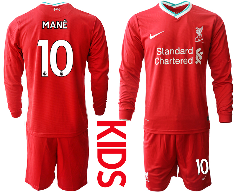 2021 Liverpool home long sleeves Youth 10 soccer jerseys