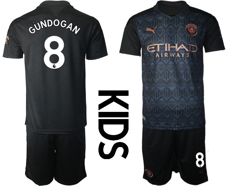 Youth 2020-2021 club Manchester City away black 8 Soccer Jerseys