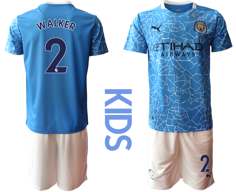 Youth 2020-2021 club Manchester City home blue 2 Soccer Jerseys