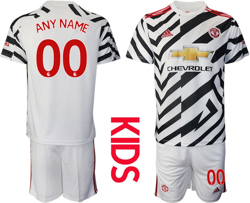 Youth 2020-2021 club Manchester united away customized white Soccer Jerseys