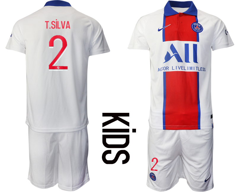 Youth 2020-2021 club Paris St German away 2 white Soccer Jerseys