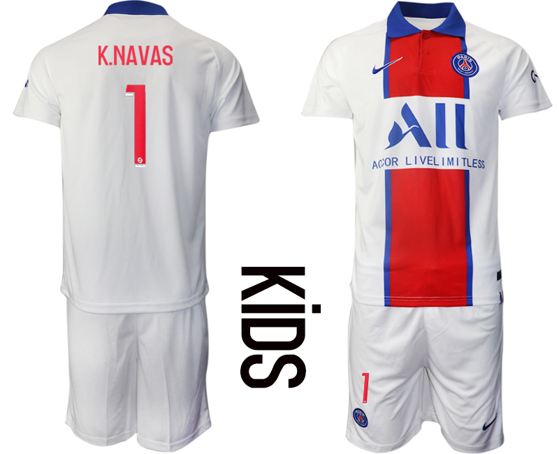 Youth 2020-2021 club Paris St German away 1 white Soccer Jerseys