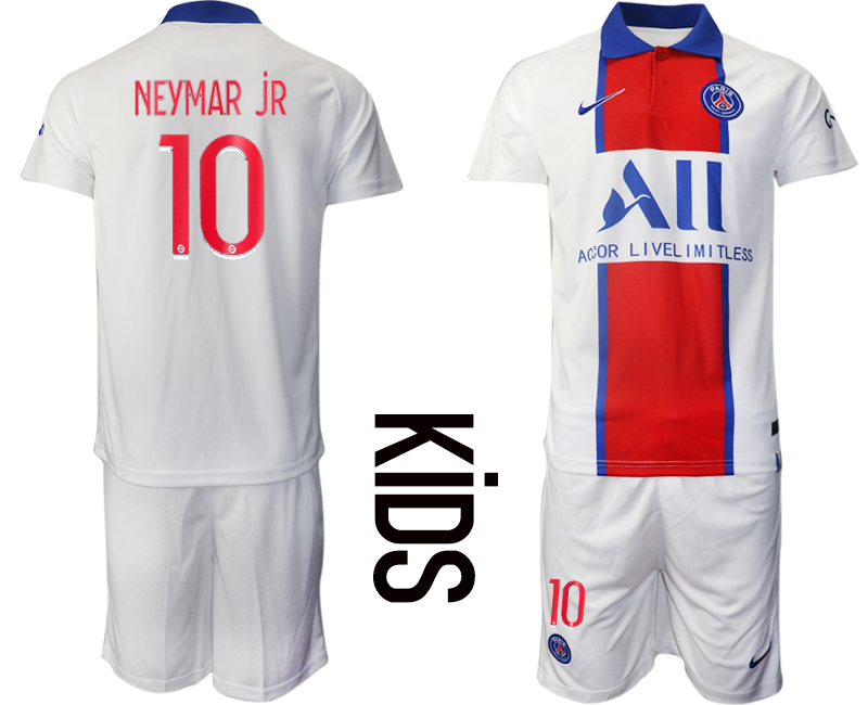 Youth 2020-2021 club Paris St German away 10 white Soccer Jerseys