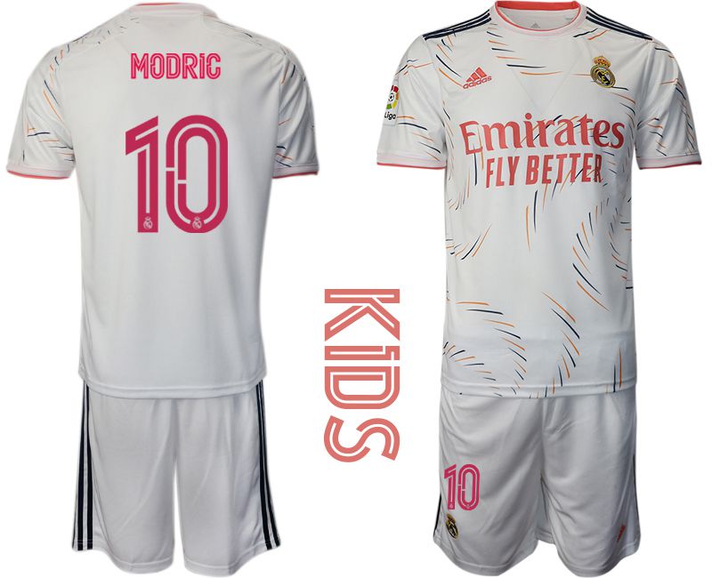 Youth 2021-2022 Club Real Madrid home white 10 Adidas Soccer Jersey