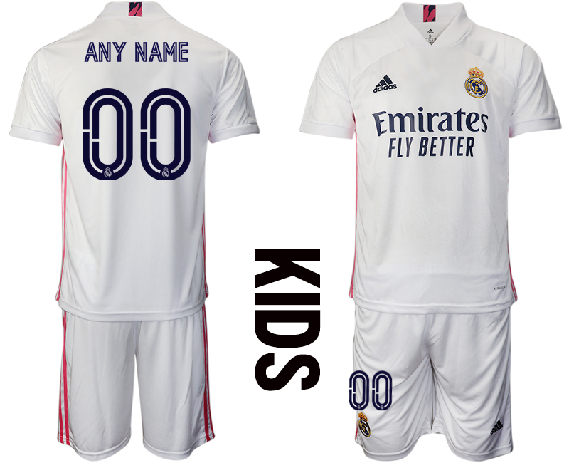 Youth 2020-2021 club Real Madrid home customized white Soccer Jerseys