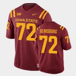 Men Iowa State Cyclones #72 Jake Remsburg College Football Cardinal Replica Jersey