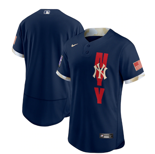 Men's New York Yankees Blank 2021 Navy All-Star Flex Base Stitched MLB Jersey