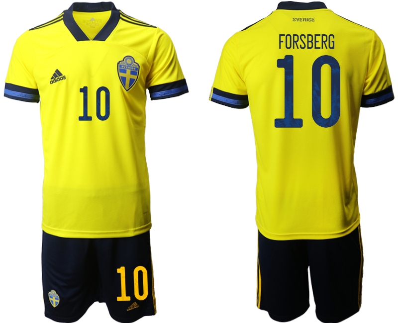 Men 2021 European Cup Sweden home yellow 10 Soccer Jersey