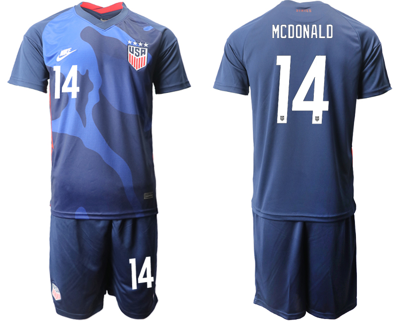 Men 2020-2021 Season National team United States away blue 14 Soccer Jersey