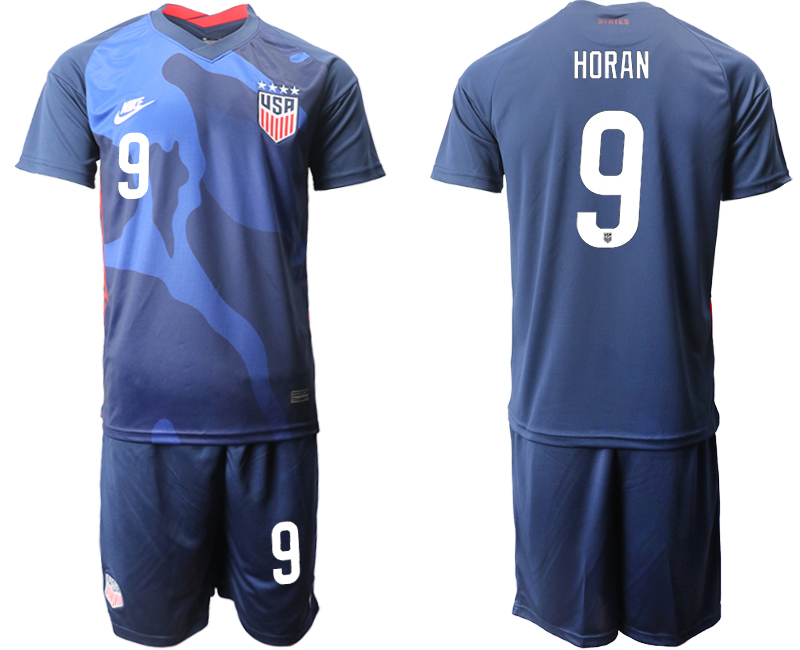 Men 2020-2021 Season National team United States away blue 9 Soccer Jersey