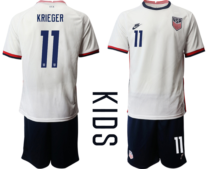 Youth 2020-2021 Season National team United States home white 11 Soccer Jersey