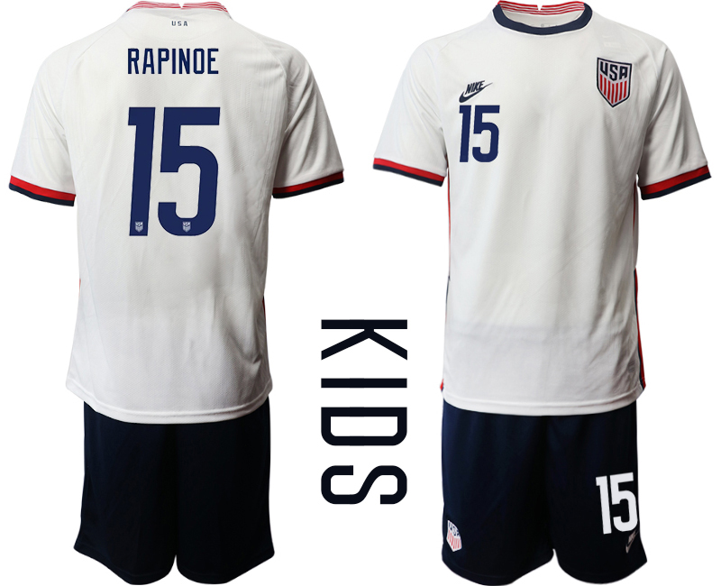 Youth 2020-2021 Season National team United States home white 15 Soccer Jersey